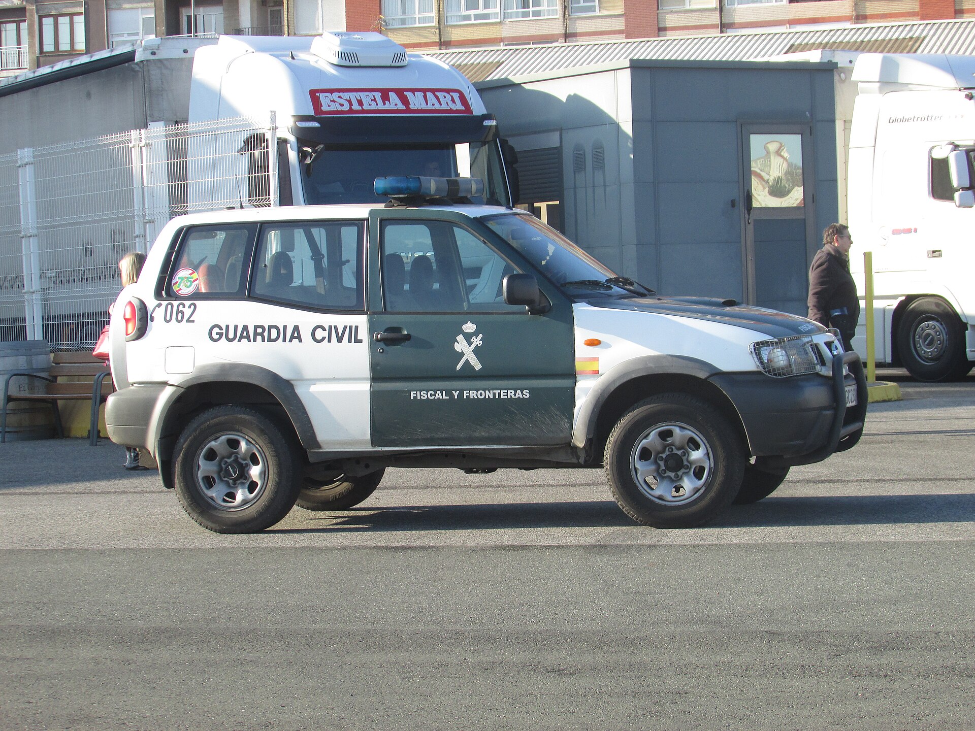 A vehicle of Guardia Civil, Tax and Border Protection located on the ferry port in the city of Santander, Cantabria, Spain.